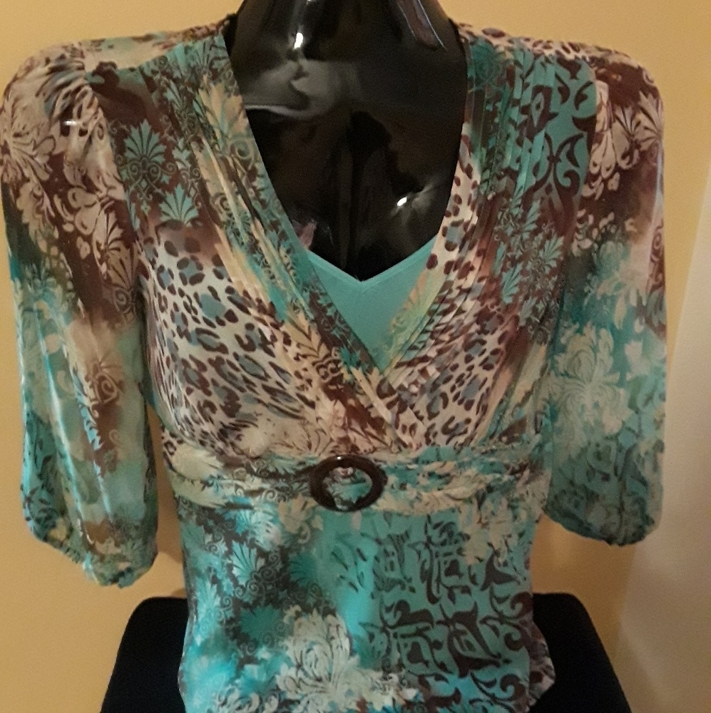 Sheer Multiprint Blouse